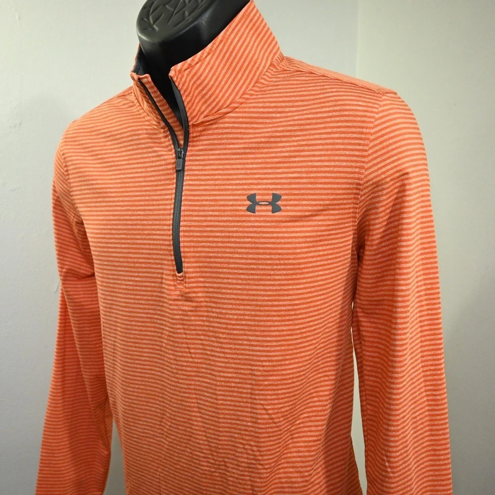 Under Armour 1/4‎ Zip Golf Jacket Mens Small Orange Loose Pullover Lightweight